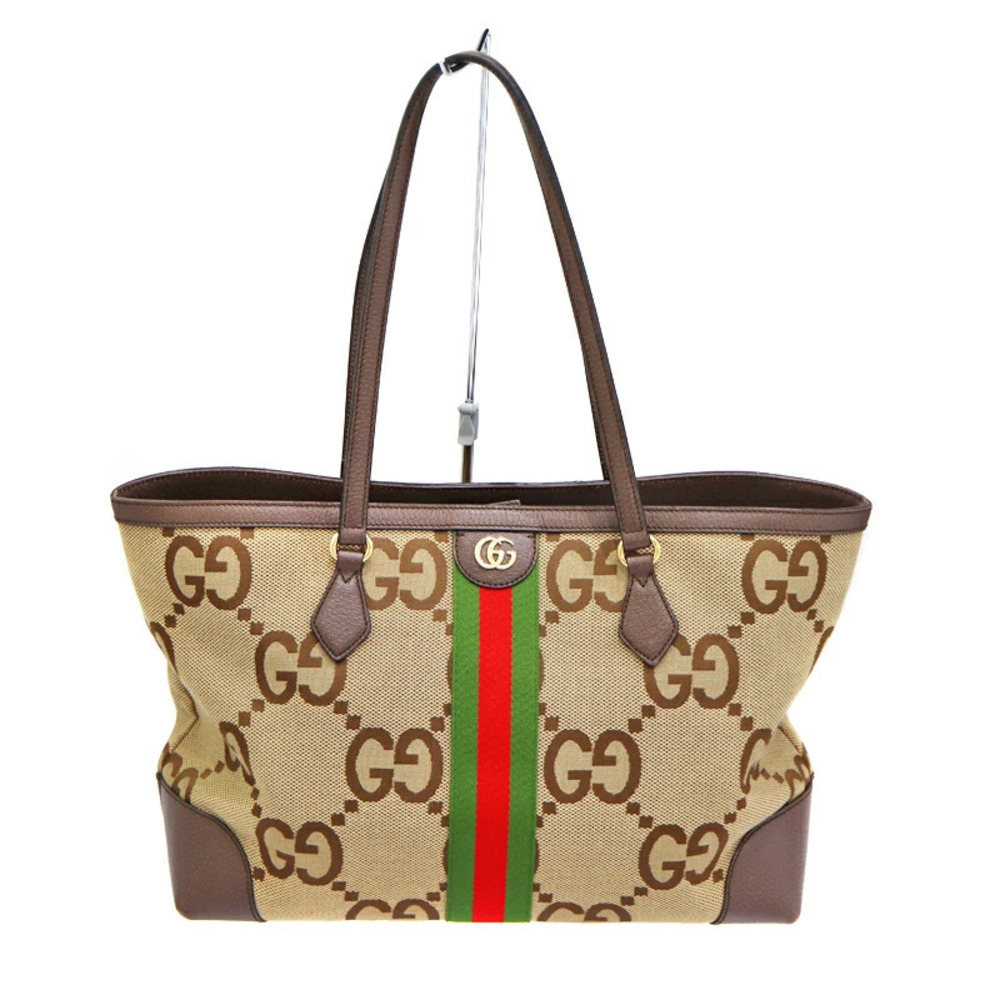 Gucci Jumbo GG Tote Bag Beige Green Red Brown